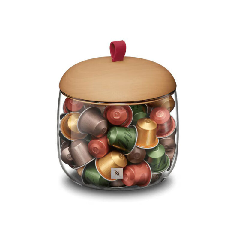 استند کپسول قهوه نسپرسو لیمیتد ادیشن مدل لومه میا «درب چوبی» | Nespresso Display Mia Dispenser Wooden Lid