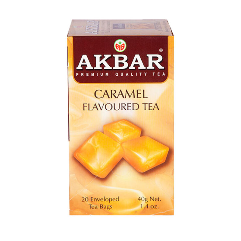 چای کیسه ای سیاه اکبر با طعم کارامل «20عددی» | Akbar Caramel Flavoured Tea