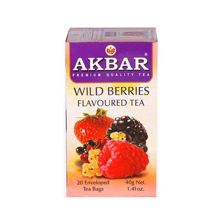 چای کیسه ای سیاه اکبر با طعم توت های وحشی «20عددی» | Akbar Wild Berries Flavoured Tea