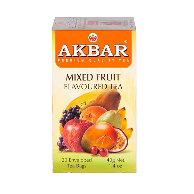 چای کیسه ای سیاه اکبر با طعم میوه های میکس «20عددی» | Akbar Mixed Fruit Flavoured Tea