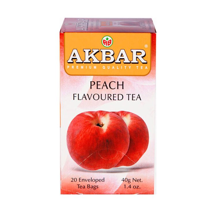 چای کیسه ای سیاه اکبر با طعم هلو «20عددی» | Akbar Peach Flavoured Tea