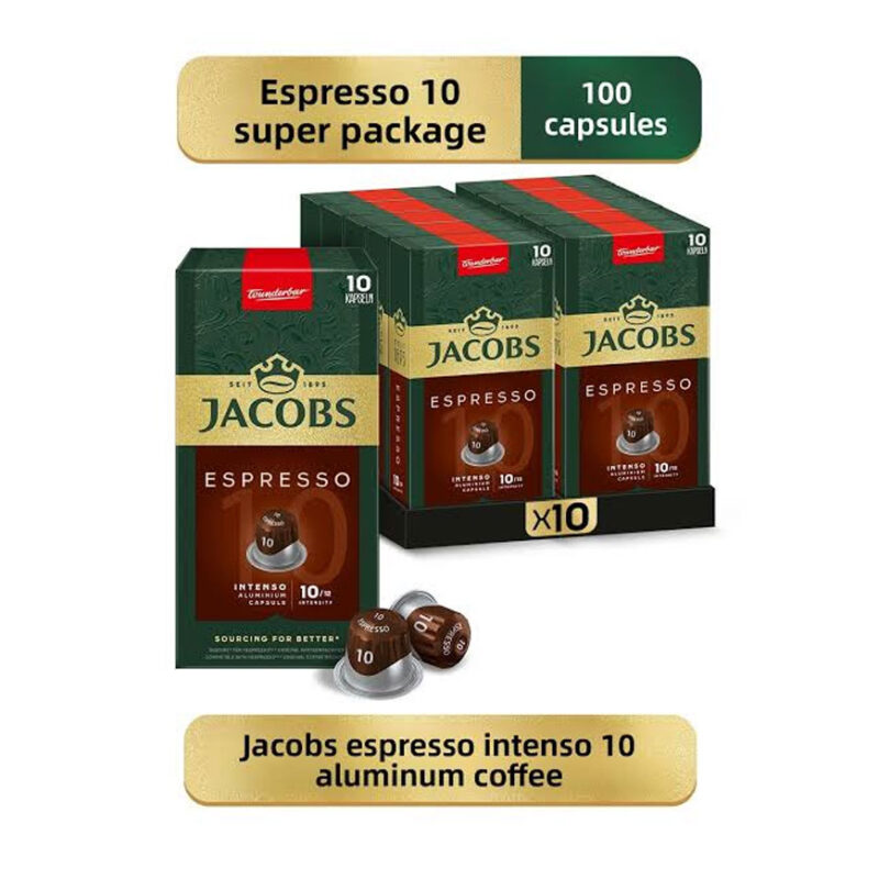 پک ده بسته ای کپسول قهوه جاکوبز اسپرسو اینتنسو 10 Espresso Intenso «ده عددی»