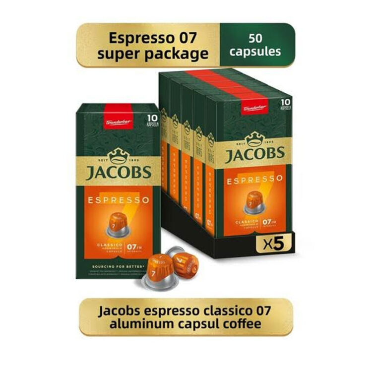 پک پنج بسته ای کپسول قهوه جاکوبز اسپرسو کلاسیکو Espresso Classico 7 «ده عددی»