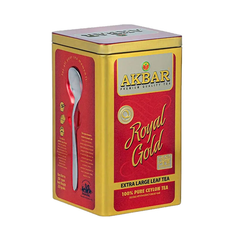 چای سیاه اکبر مدل رویال گلد برگ درشت قاشق دار «250 گرمی» | Akbar Royal Gold Big Leaf Tea